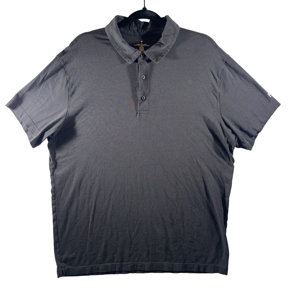 369 | Fabletics Mens XL Cotton Modal Stretch Short Sleeve Polo Shirt Black‎